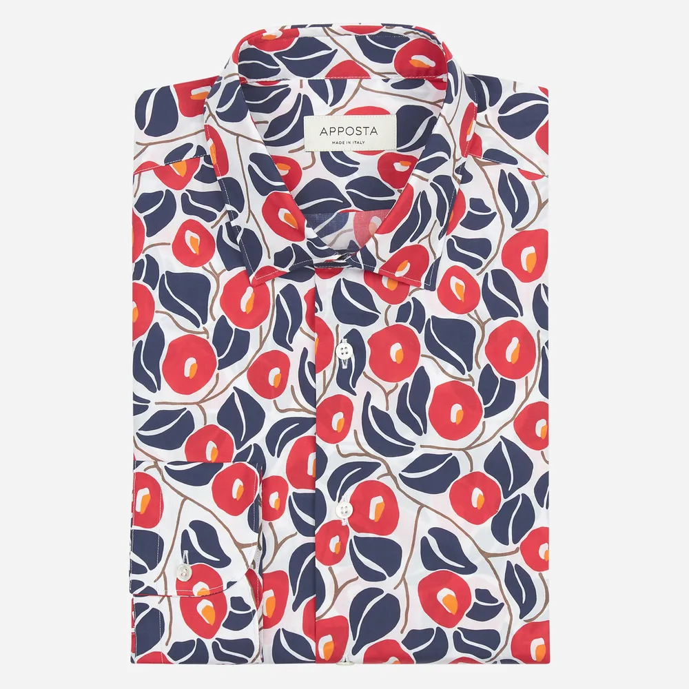 Customisable  Multi-colour Cotton Poplin Flowers Design Shirt, Made To Measure