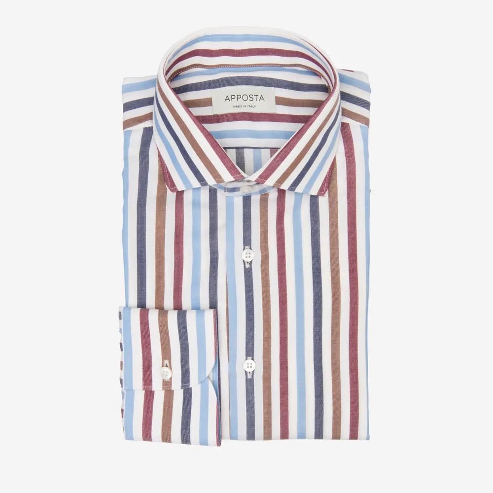 Customisable  Multicolour Cotton Wool Blend Stripe Shirt, Made To Measure