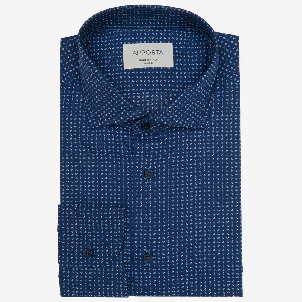 Customisable  Navy Blue Cotton Fancy Pattern Shirt, Made To Measure