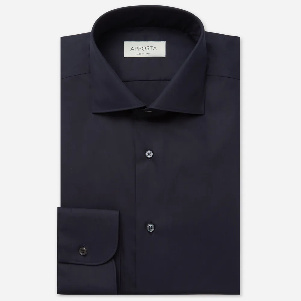 Customisable  Navy Blue Lycra Stretch Shirt, Made To Measure