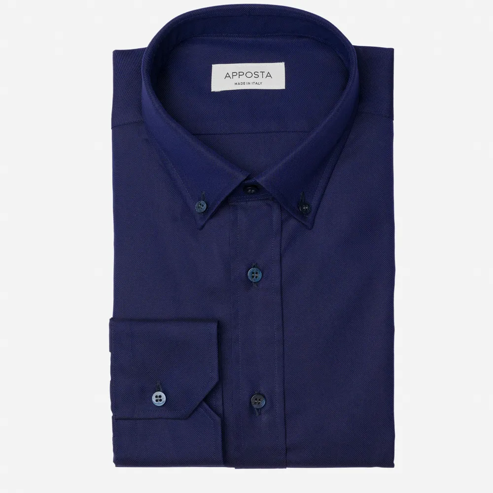 Customisable  Navy Blue Oxford Untucked Shirt , Made To Measure
