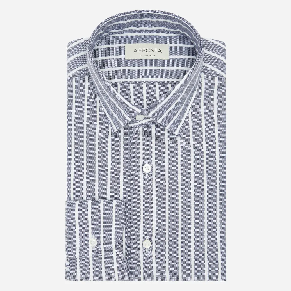Customisable  Navy Blue Stripe Cotton Shirt, Made To Measure