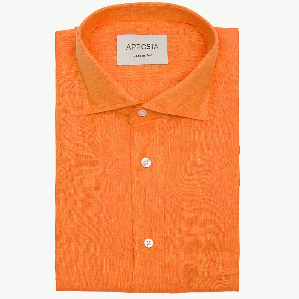 Customisable  Orange Linen Shirt, Made To Measure