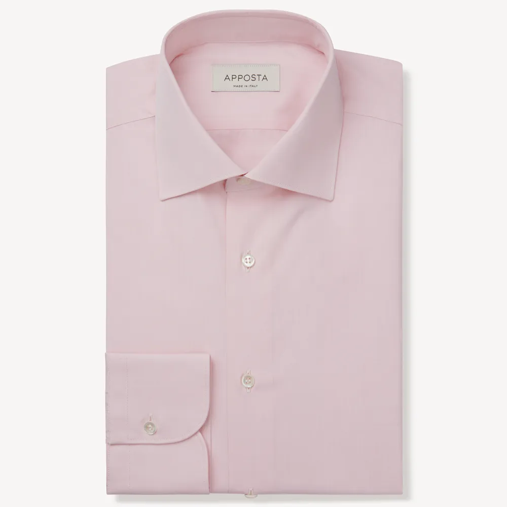 Customisable  Pink Semi Spread Collar Cotton Poplin Shirt, Made To Measure