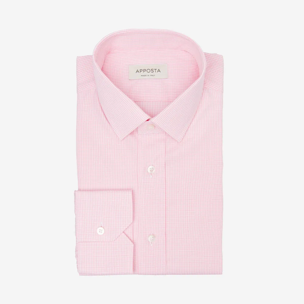 Customisable  Pink Untucked Cotton Check Shirt, Made To Measure