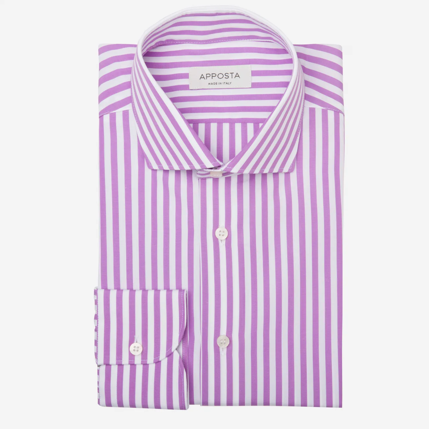 Customisable  Purple & White Cotton Striped Shirt, Made To Measure