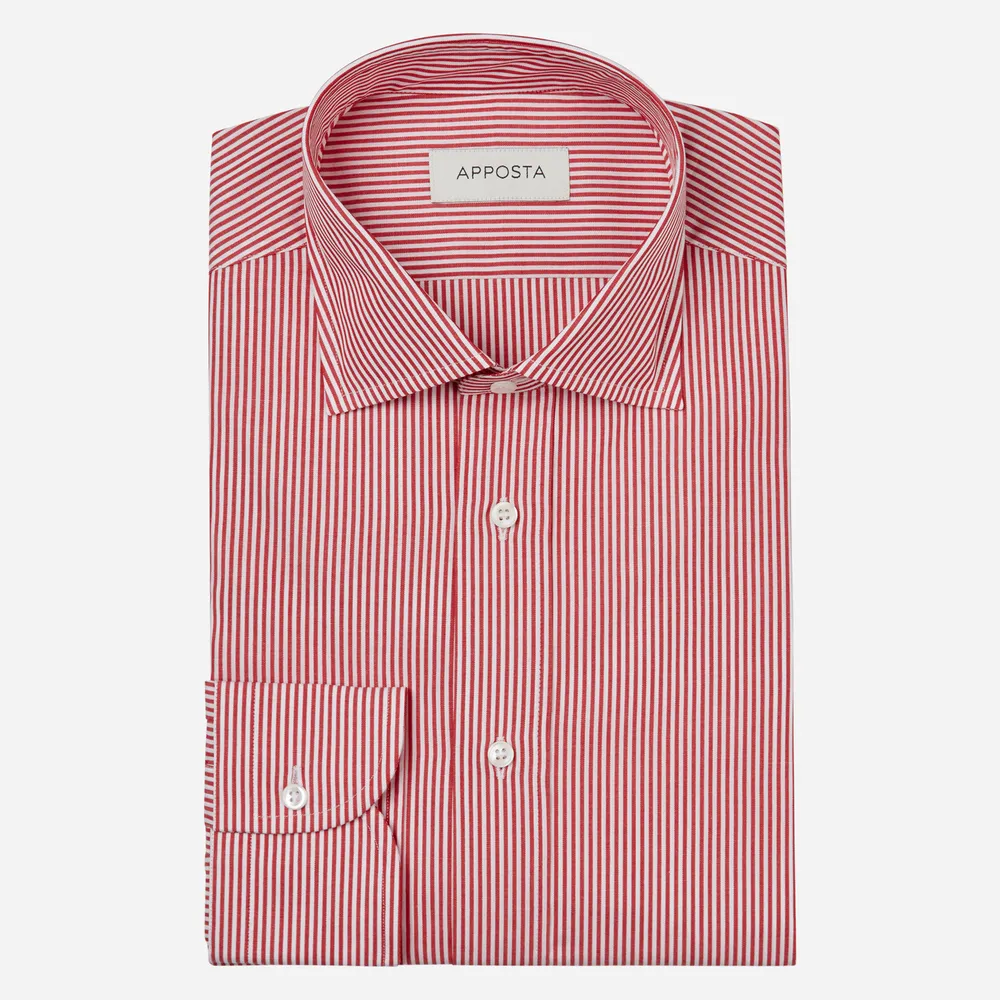 Customisable  Red Cotton Poplin Stripe Shirt, Made To Measure