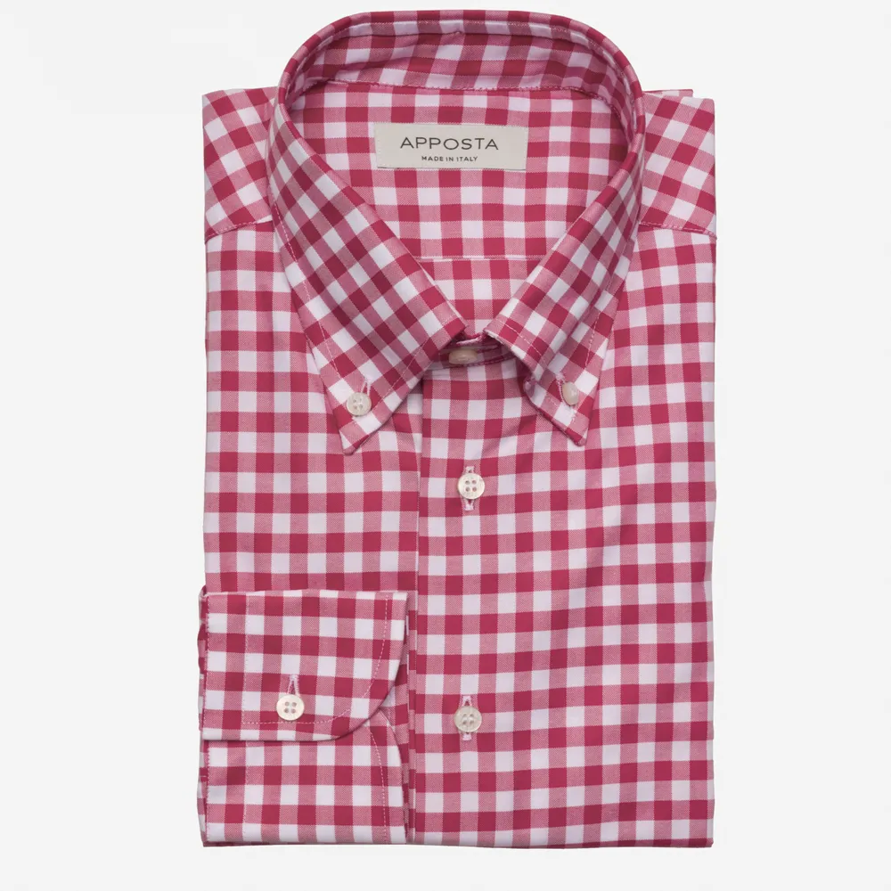 Customisable  Red Gingham Check Cotton Shirt, Made To Measure