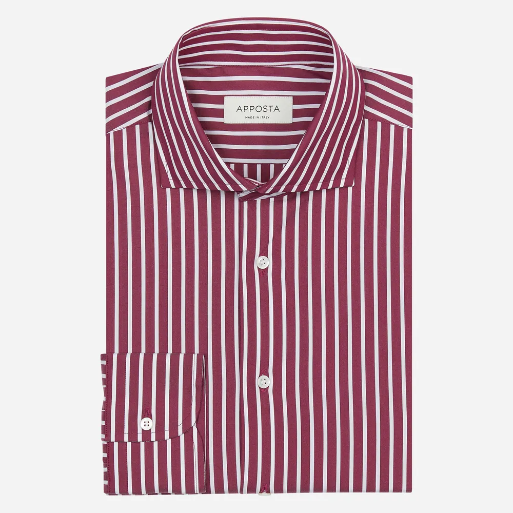 Customisable  Violet Spread Collar Stretch Poplin Stripe Shirt, Made To Measure