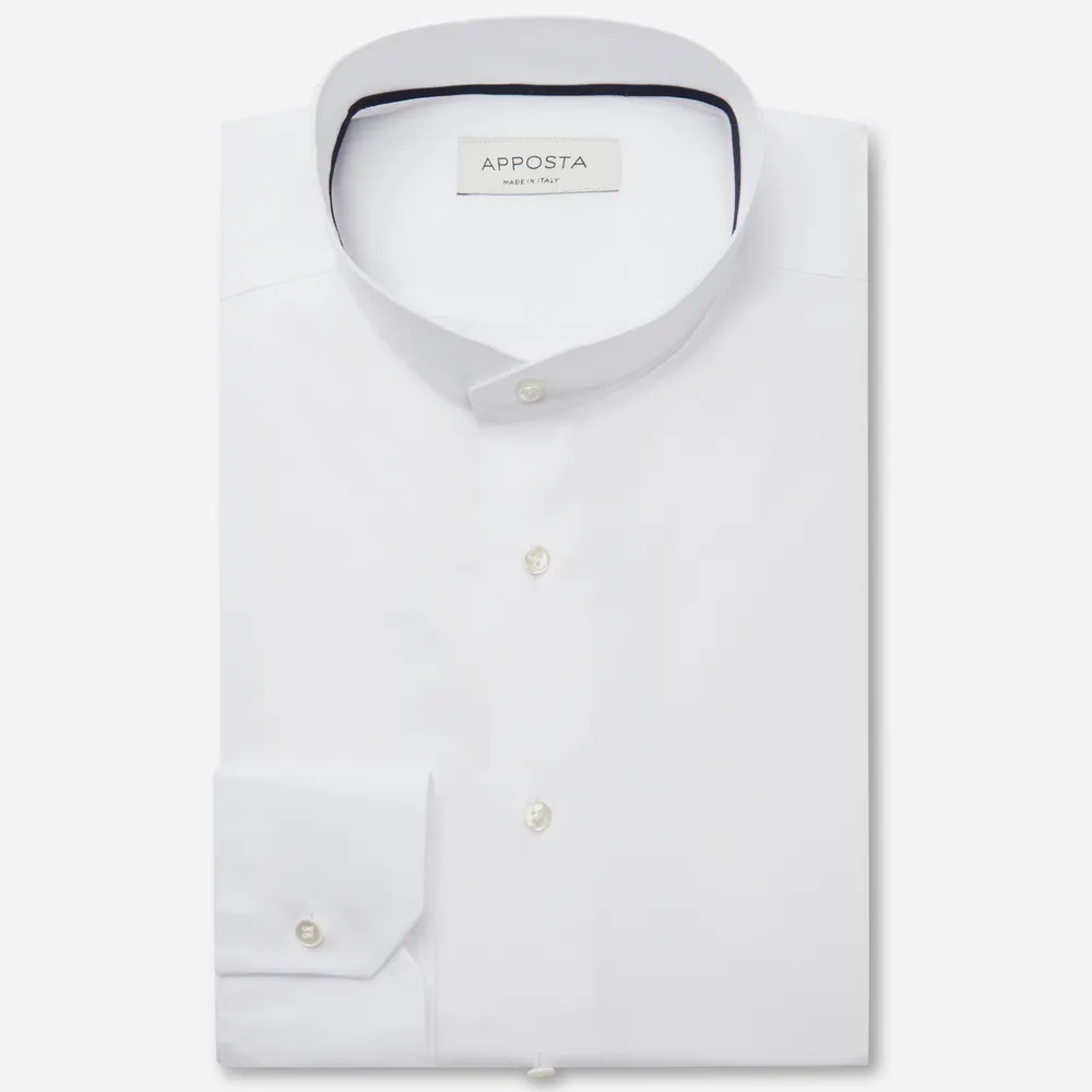 Customisable  White Band Collar Cotton Coolmax Twill Shirt, Made To Measure