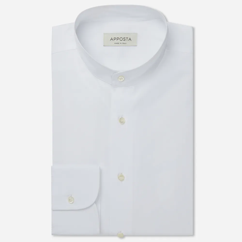 Customisable  White Band Collar Cotton Poplin Shirt, Made To Measure