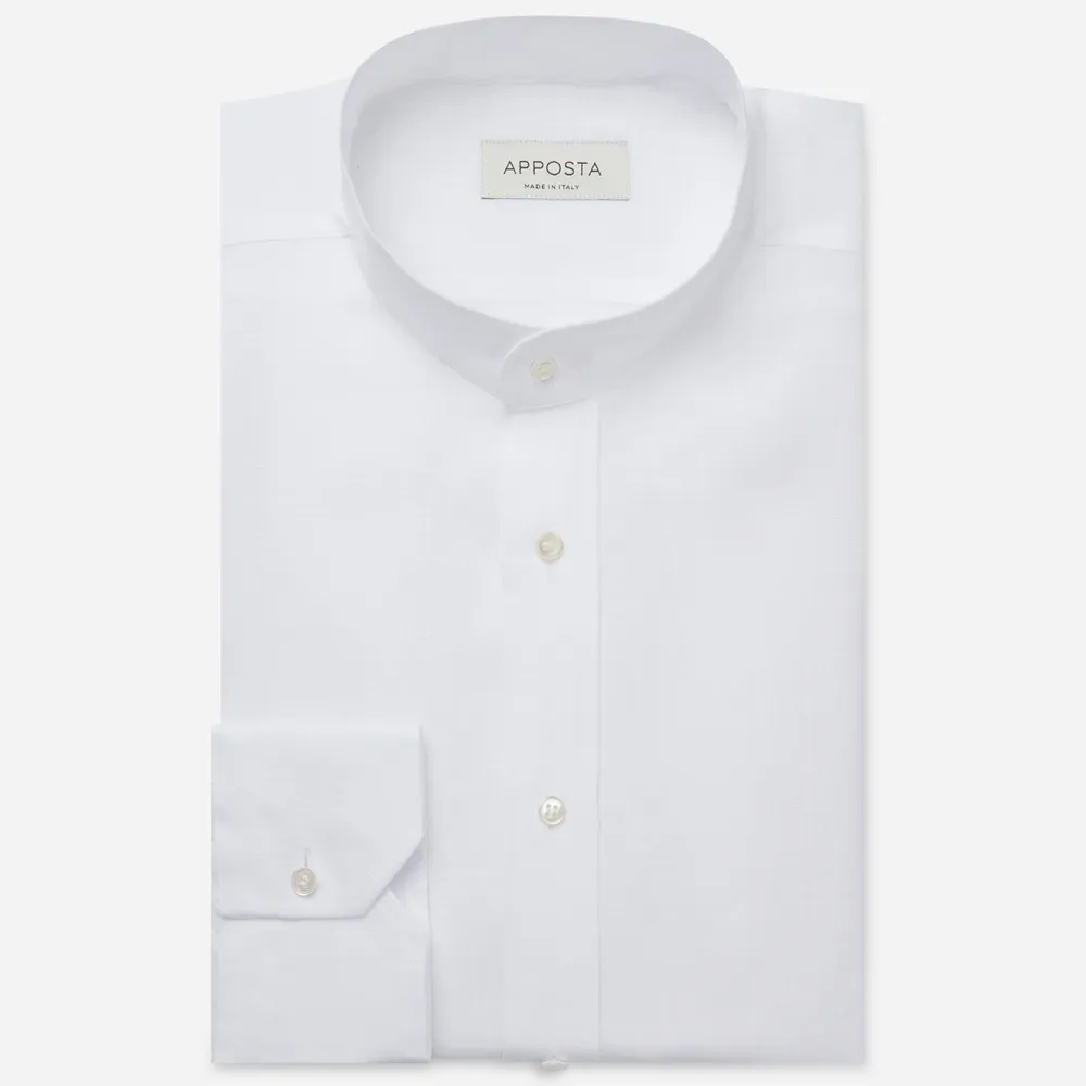 Customisable  White Band Collar Linen Shirt, Made To Measure