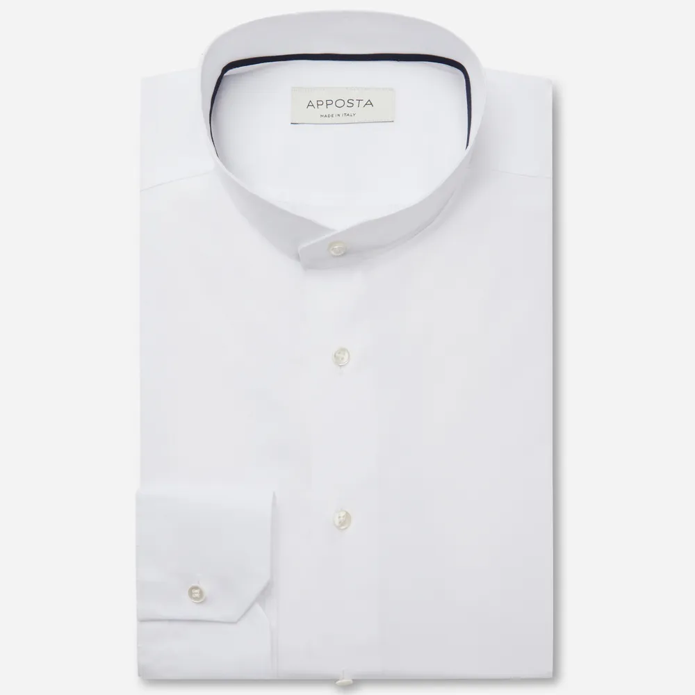 Customisable  White Band Collar Stretch Poplin Viroformula Shirt, Made To Measure