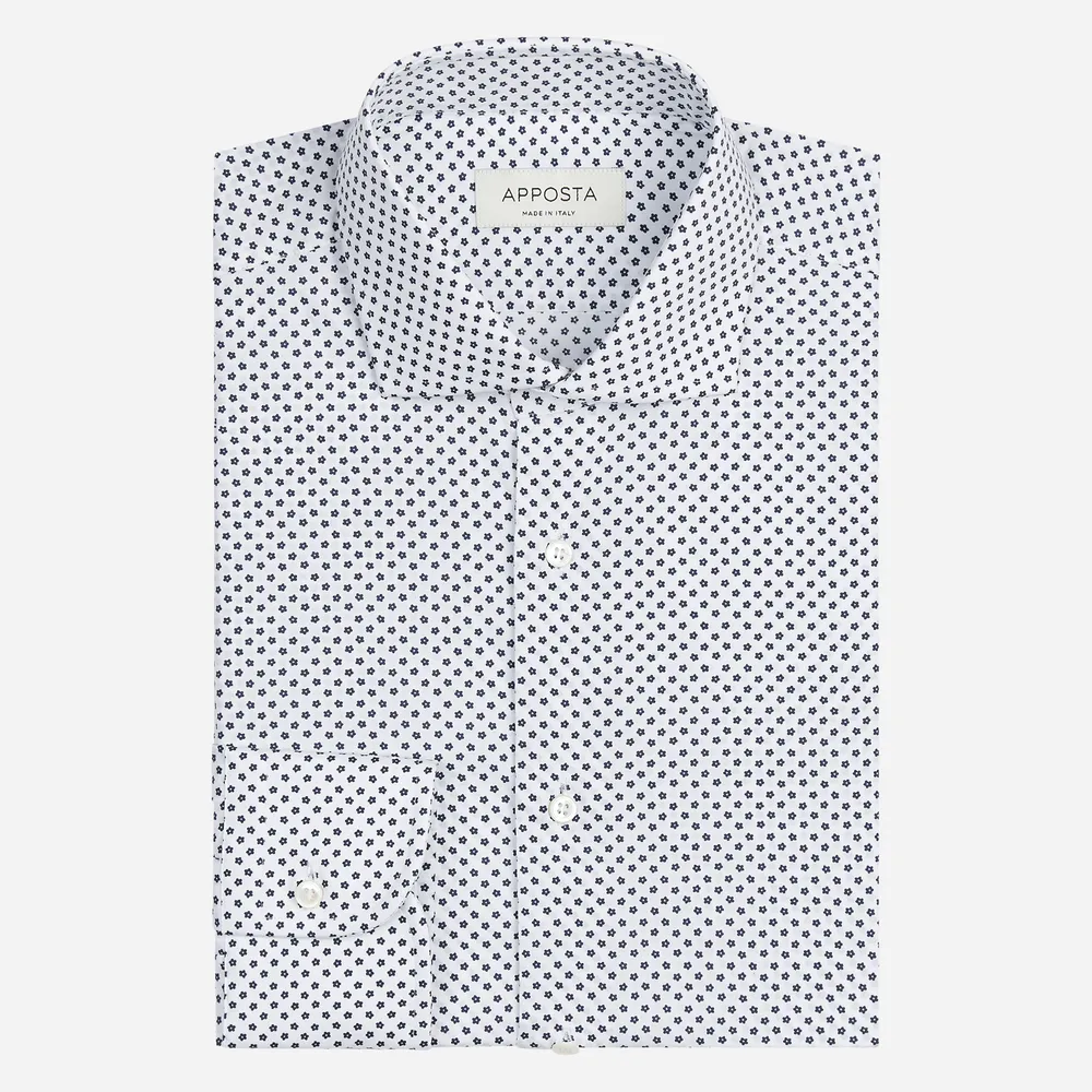 Customisable  White Cotton Poplin Patterned Design Shirt, Made To Measure