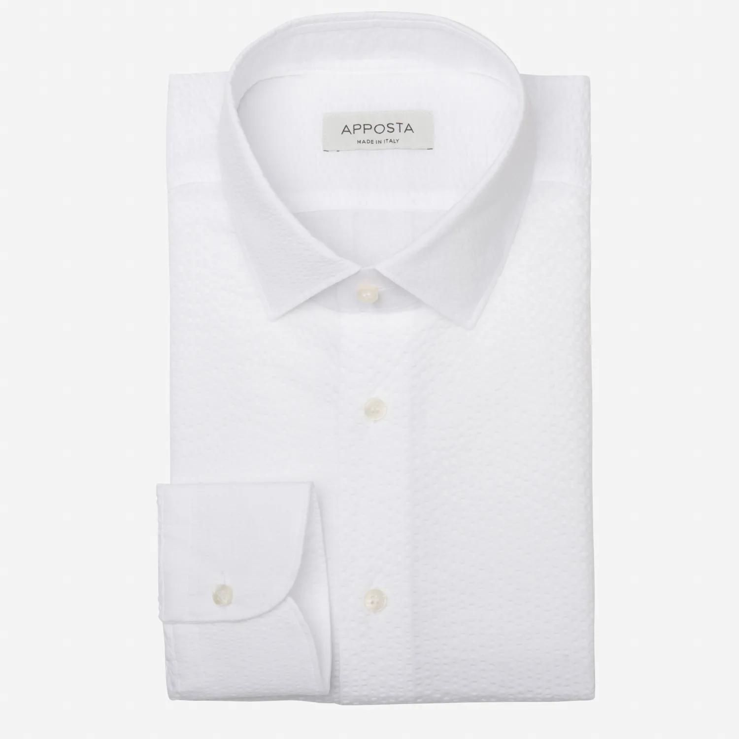 Customisable  White Cotton Seersucker Shirt, Made To Measure