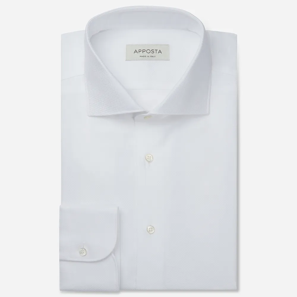 Customisable  White Cotton Textured Shirt, Made To Measure