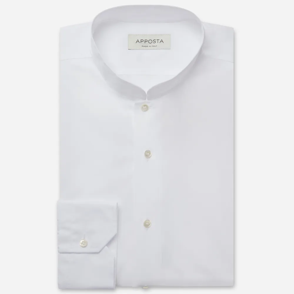 Customisable  White Open Band Collar Cotton Twill, Made To Measure