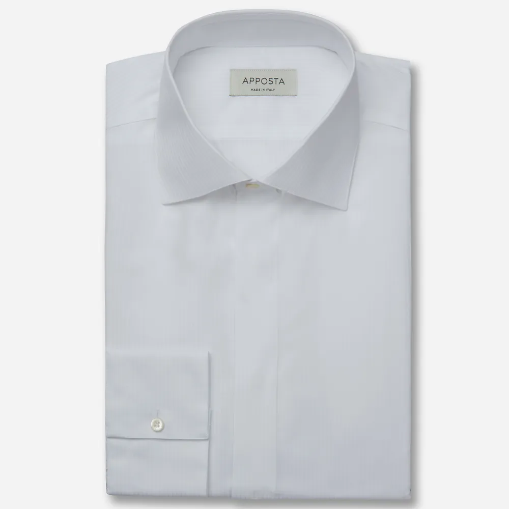 Customisable  White Semi Spread Collar Cotton Shirt, Made To Measure