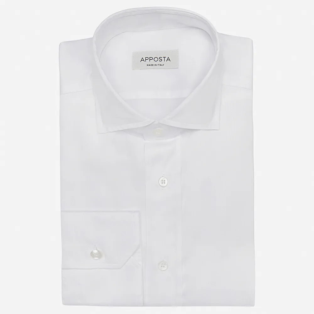 Customisable  White Spread Collar Cotton Stretch Shirt, Made To Measure