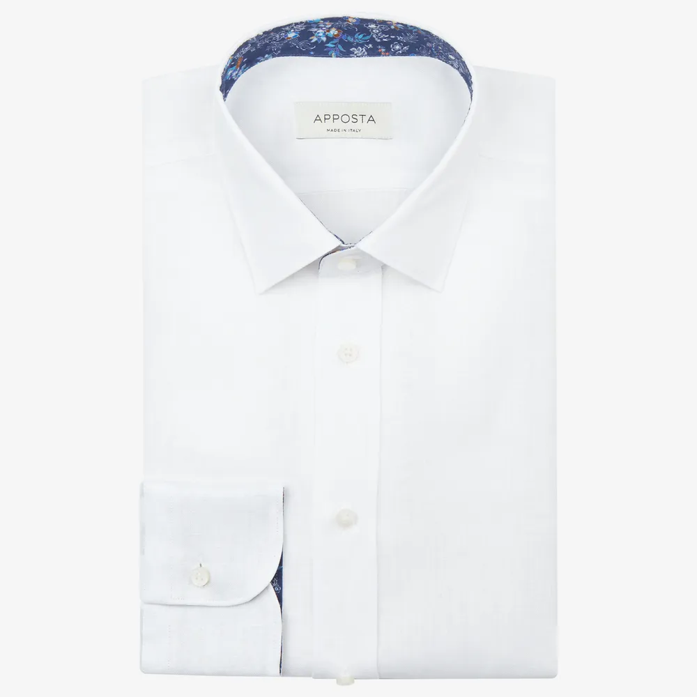 Customisable  White Straight Point Collar Cotton Twill Shirt, Made To Measure