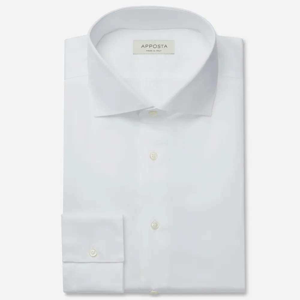 Customisable  White Stretch Cotton Twill Shirt, Made To Measure