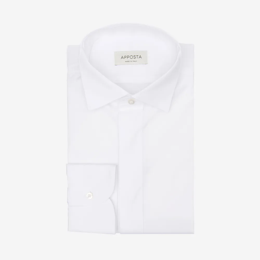 Customisable  White Wing Collar Cotton Shirt, Made To Measure