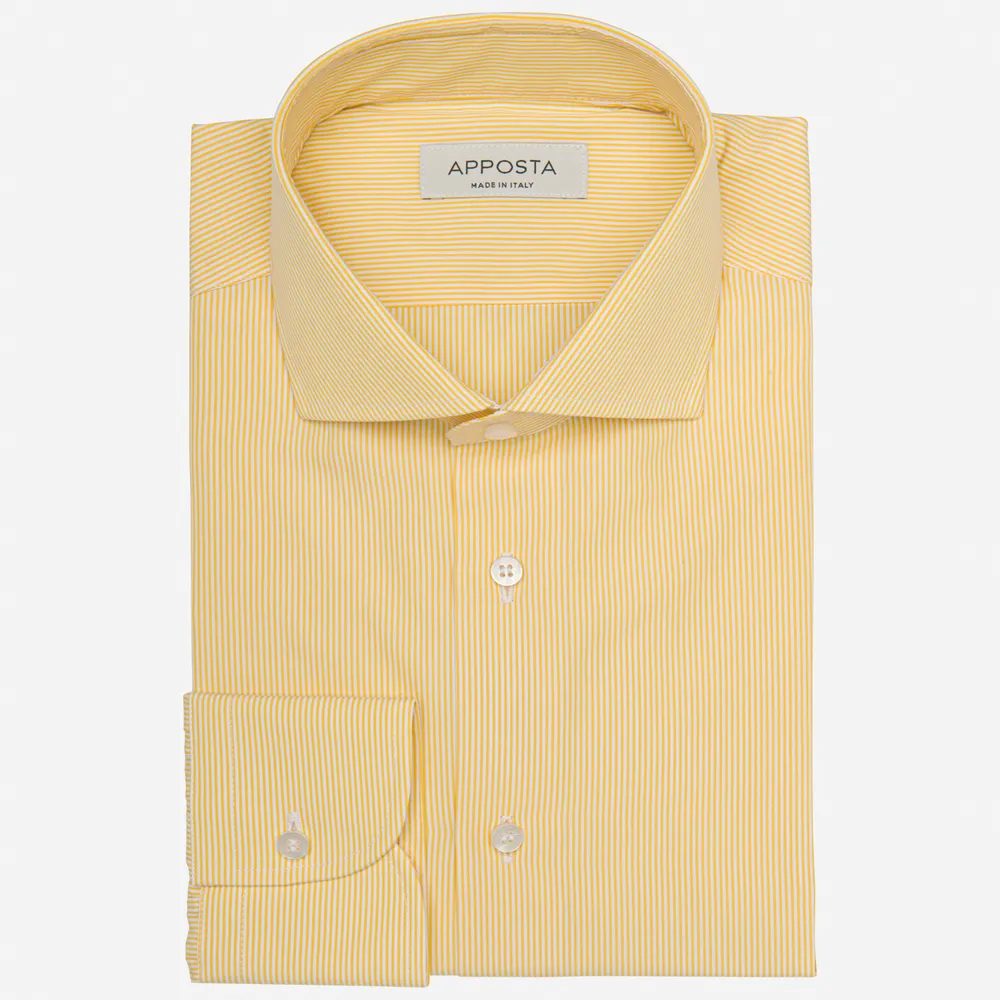 Customisable  Yellow Soft Cotton Poplin Stripe Shirt, Made To Measure