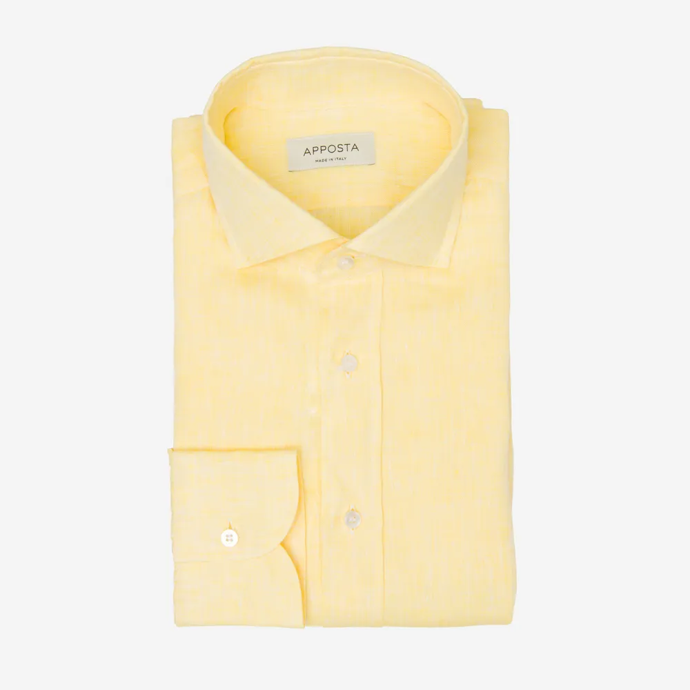 Customisable  Yellow Spread Collar Linen Shirt, Made To Measure