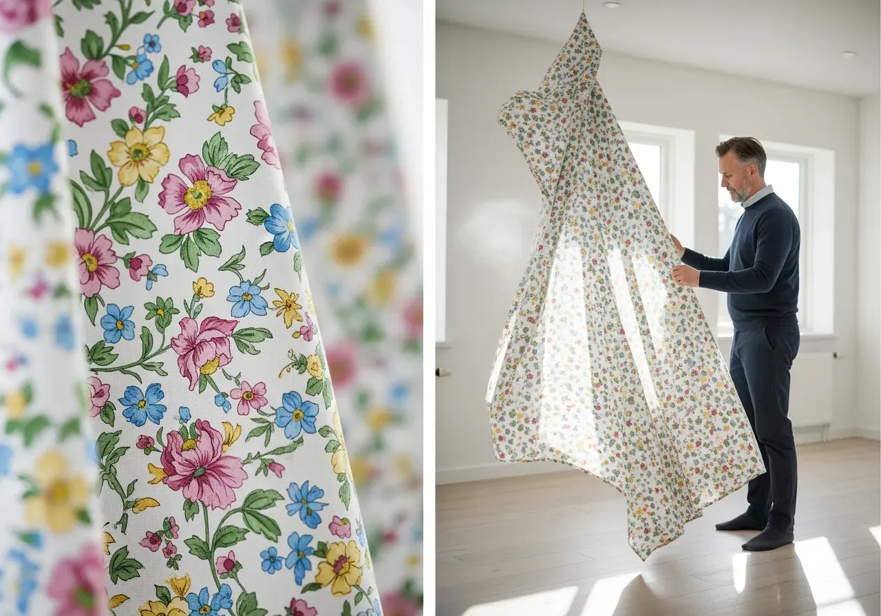 Andning i blommig bomullspoplin