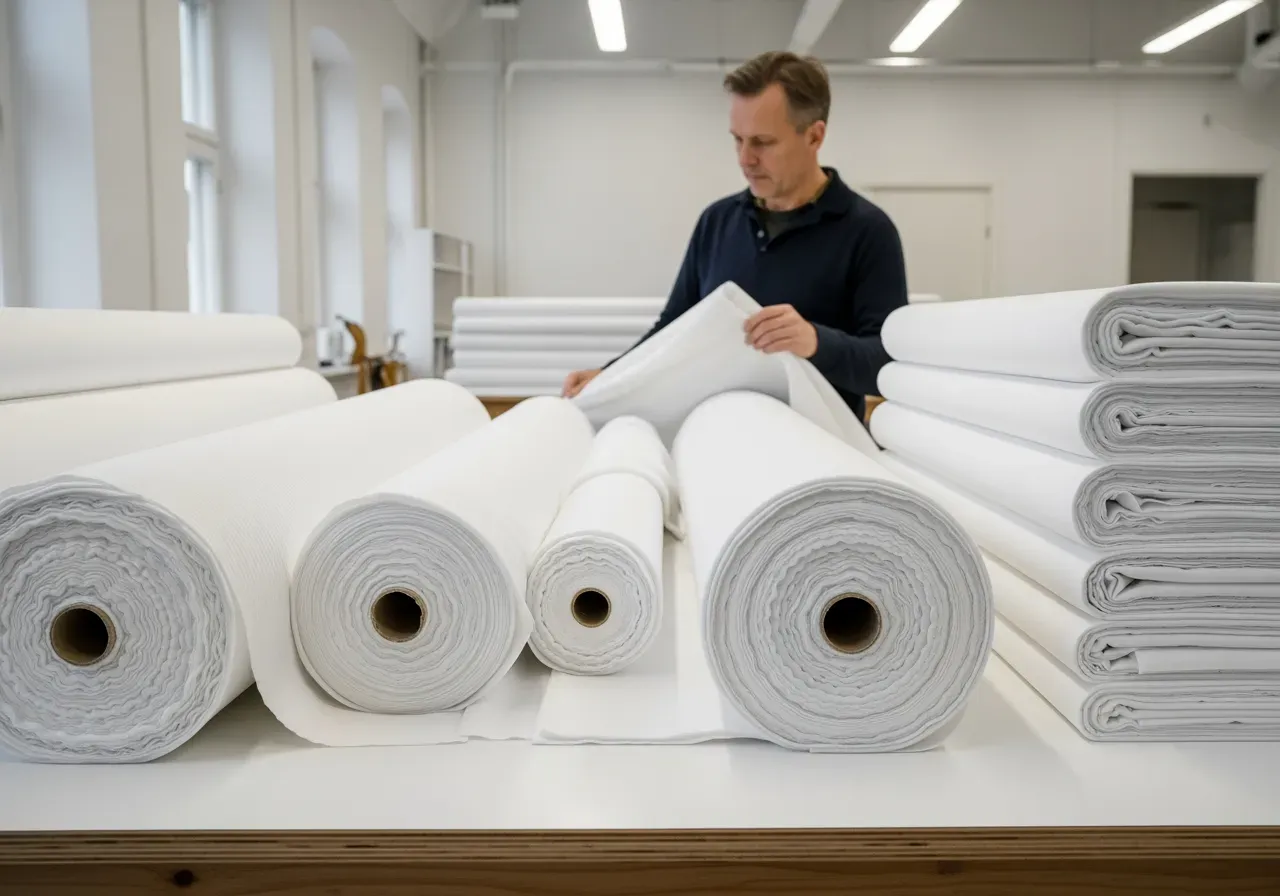 Vit stretchkypert och egyptisk poplin