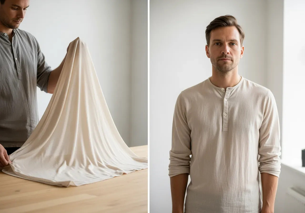 Beige bomullslinne zefyr för svala skjortor