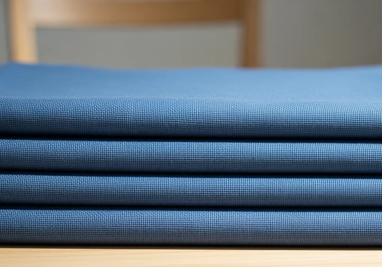 Blå bomullsoxford med struktur