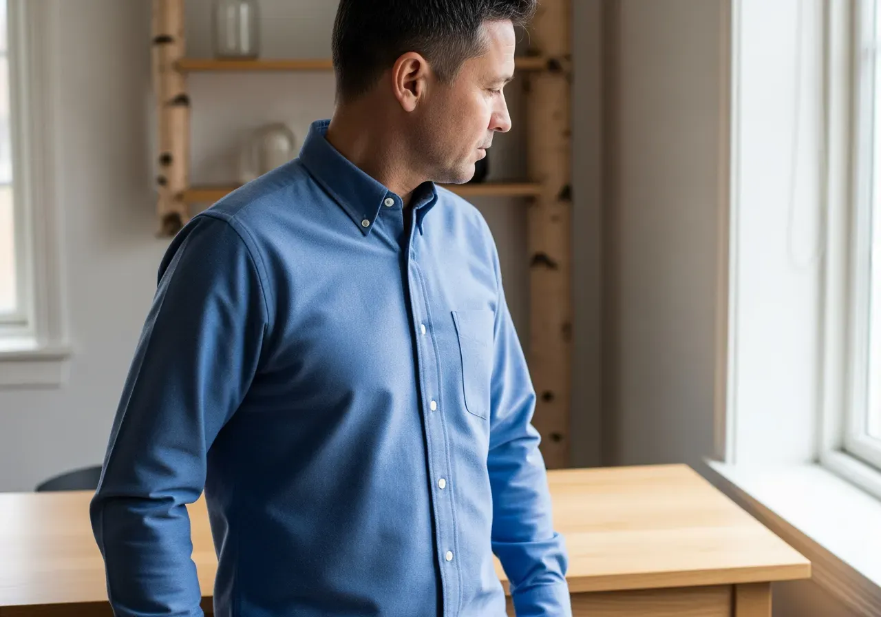 Blå enfärgad oxfordskjorta i bomull