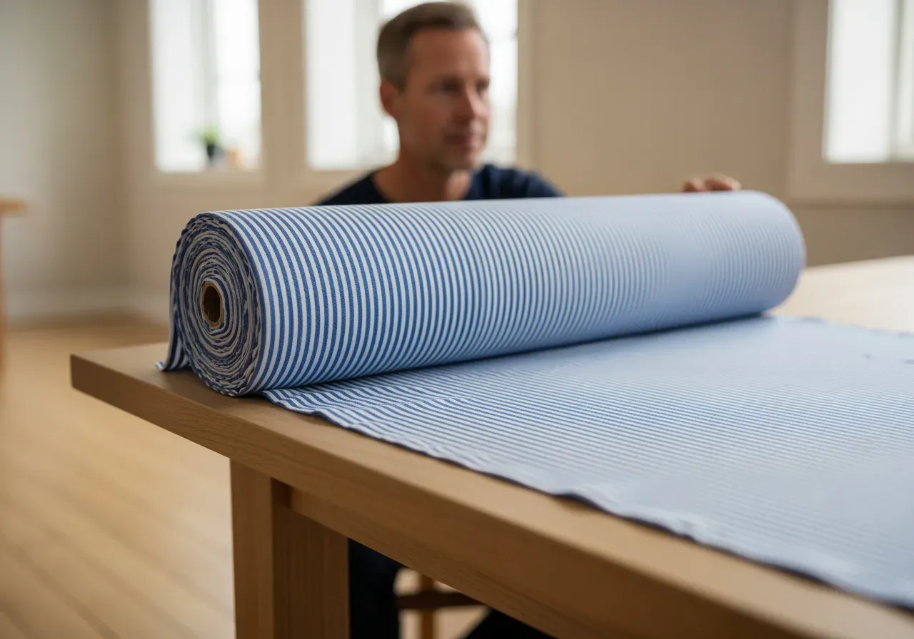 Blå randig stretchpoplin för skjortor