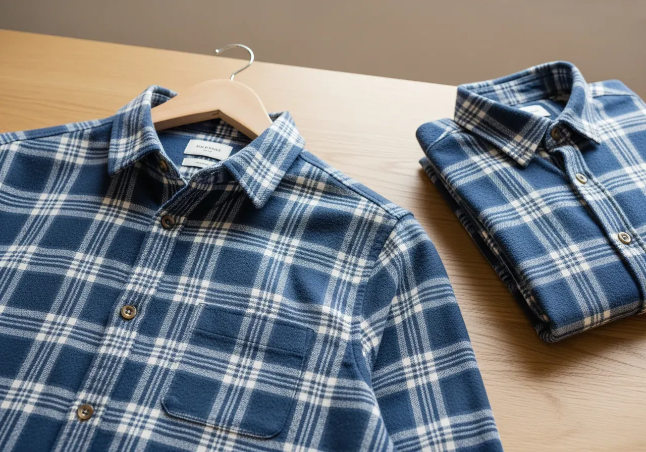 Blå rutig flanellkypert i skjortor