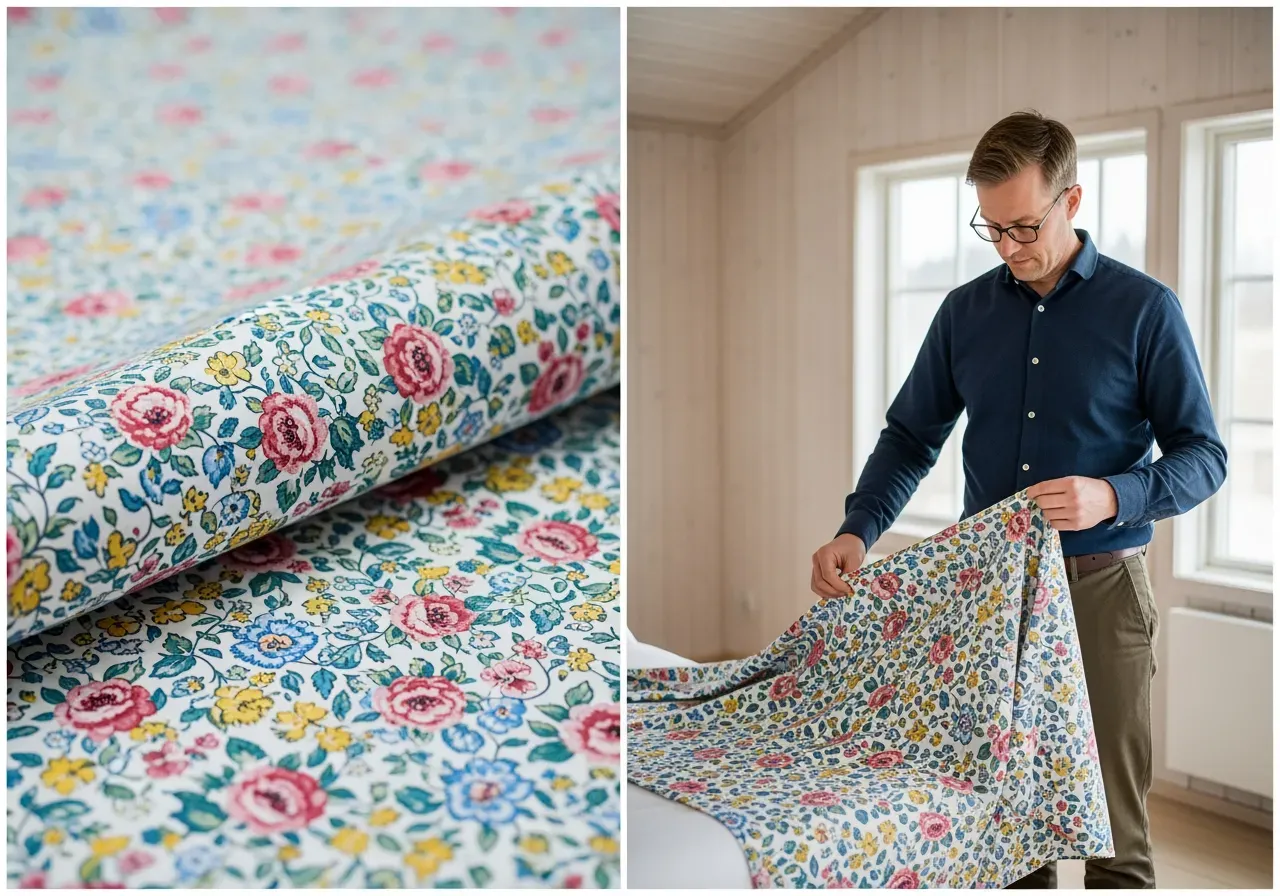 Blommig bomullspoplin för skjortor