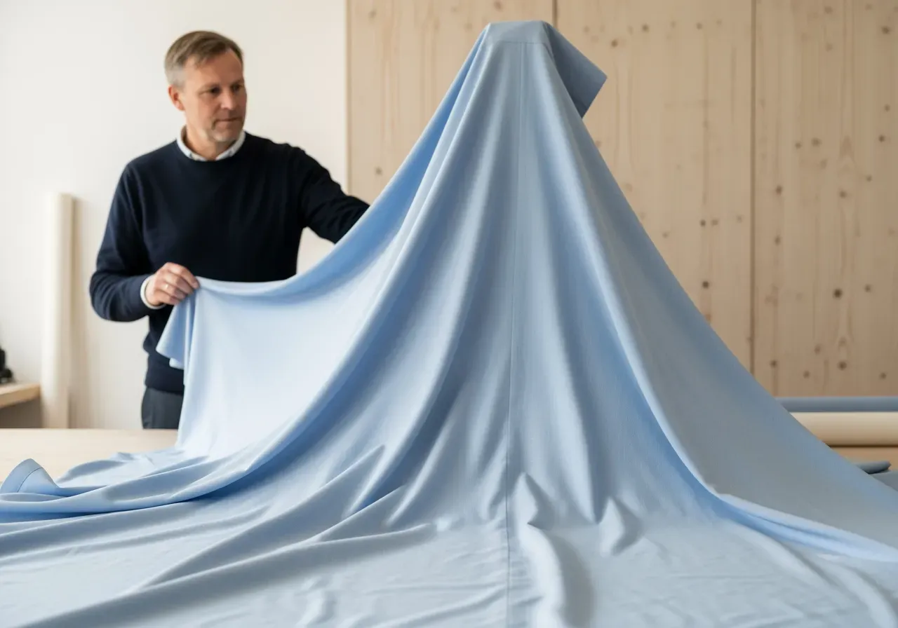 Ljusblå bomullslinne för skjortor