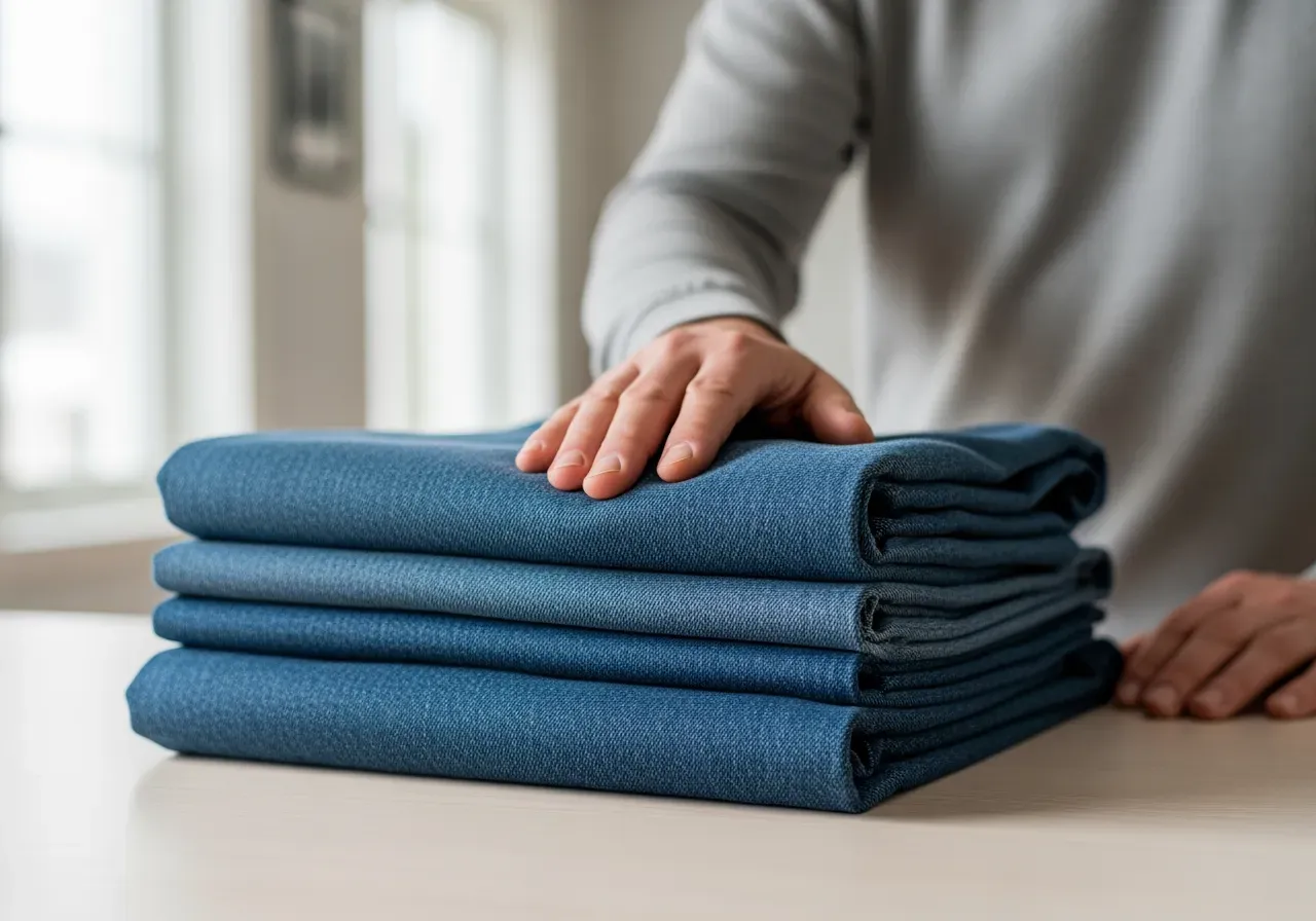 Dubbelspunnen denim för slitstark skjorta