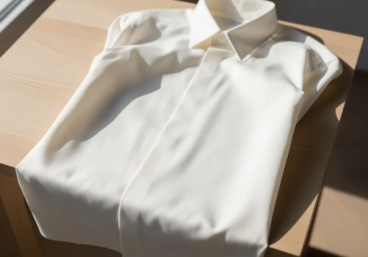 Elfenbensvit silkespoplin skjorttyg glans