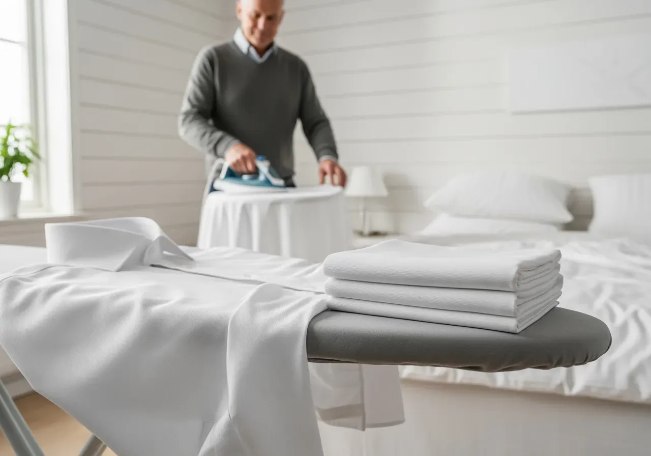 Vit egyptisk kypert för enkel strykning