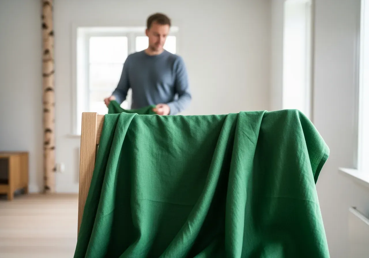 Grönt bomullslinne med mjukt fall