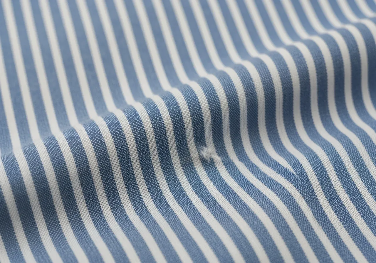 Färgäkthet i blå randig poplin