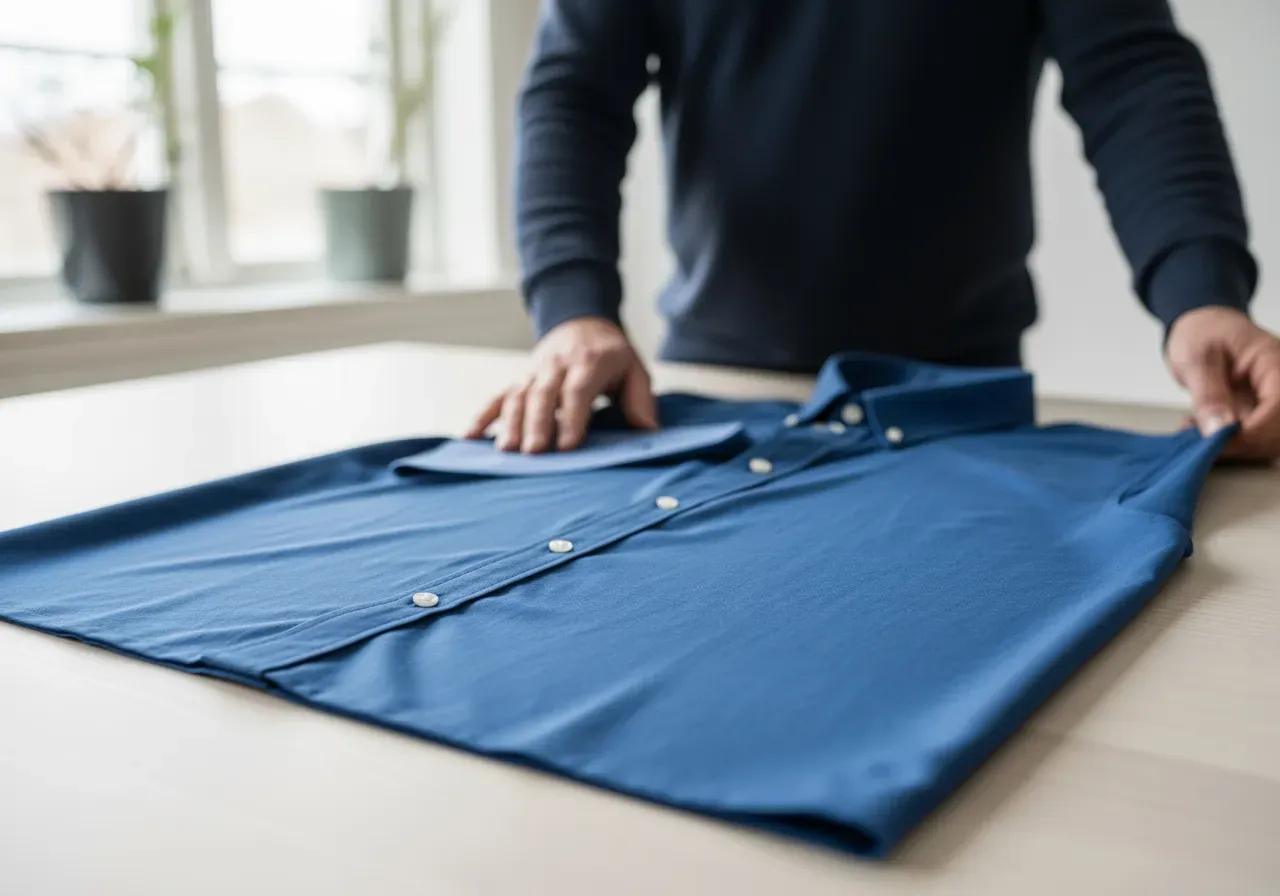 Färgbeständig blå skrynkelfri oxford