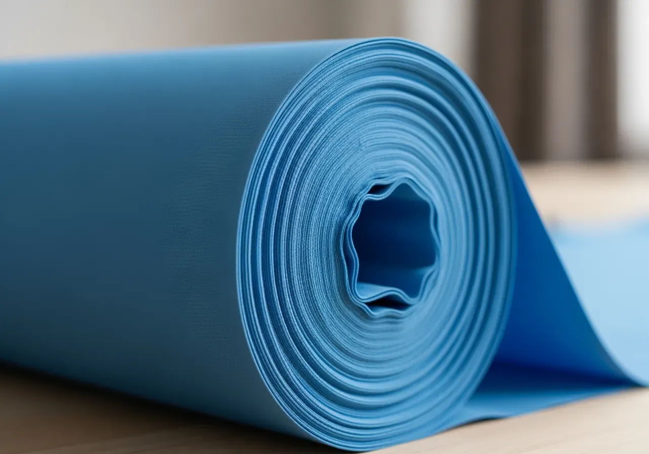 Blå stretchpoplin och färgfasthet