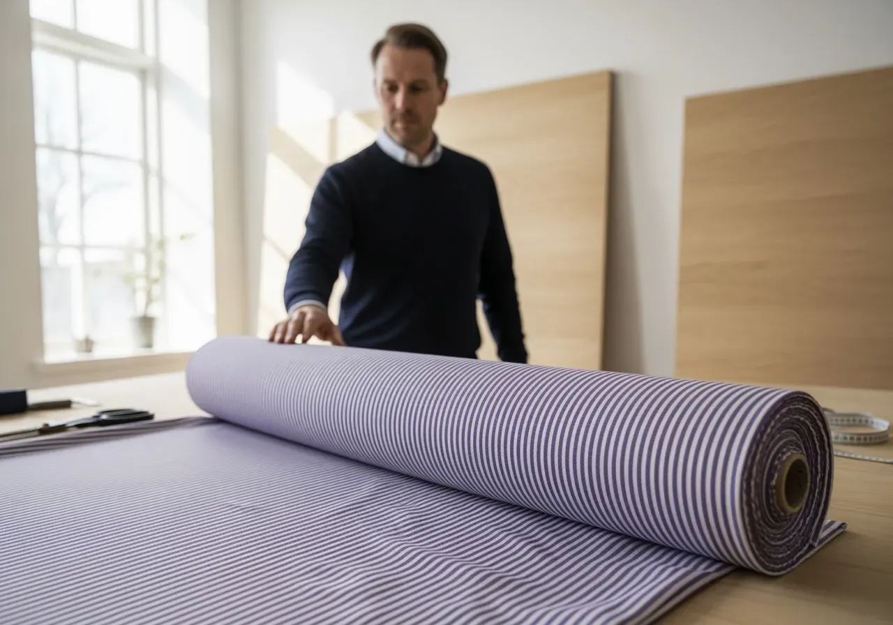 Lila randig poplin för kontor