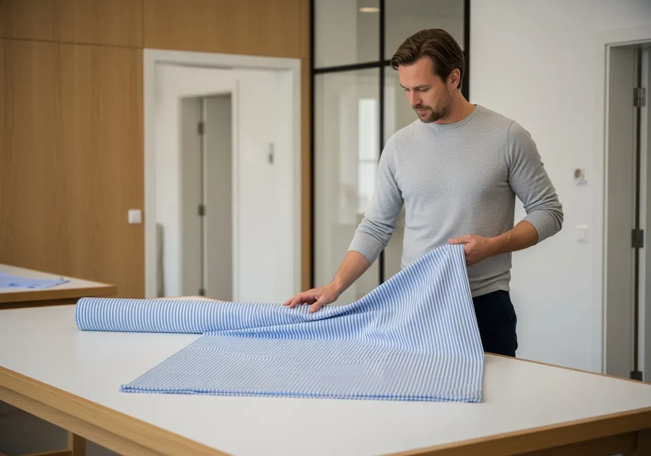 Ljusblå randig poplin för skjortor