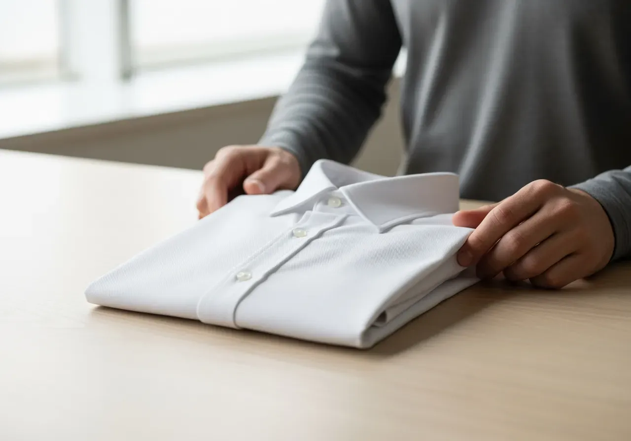 Vit fukttransporterande bomullskypert skjorta