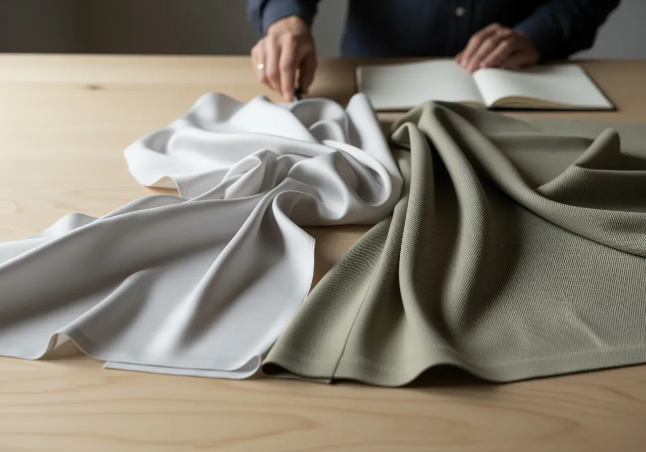 Glans i silkepoplin och bomullskypert