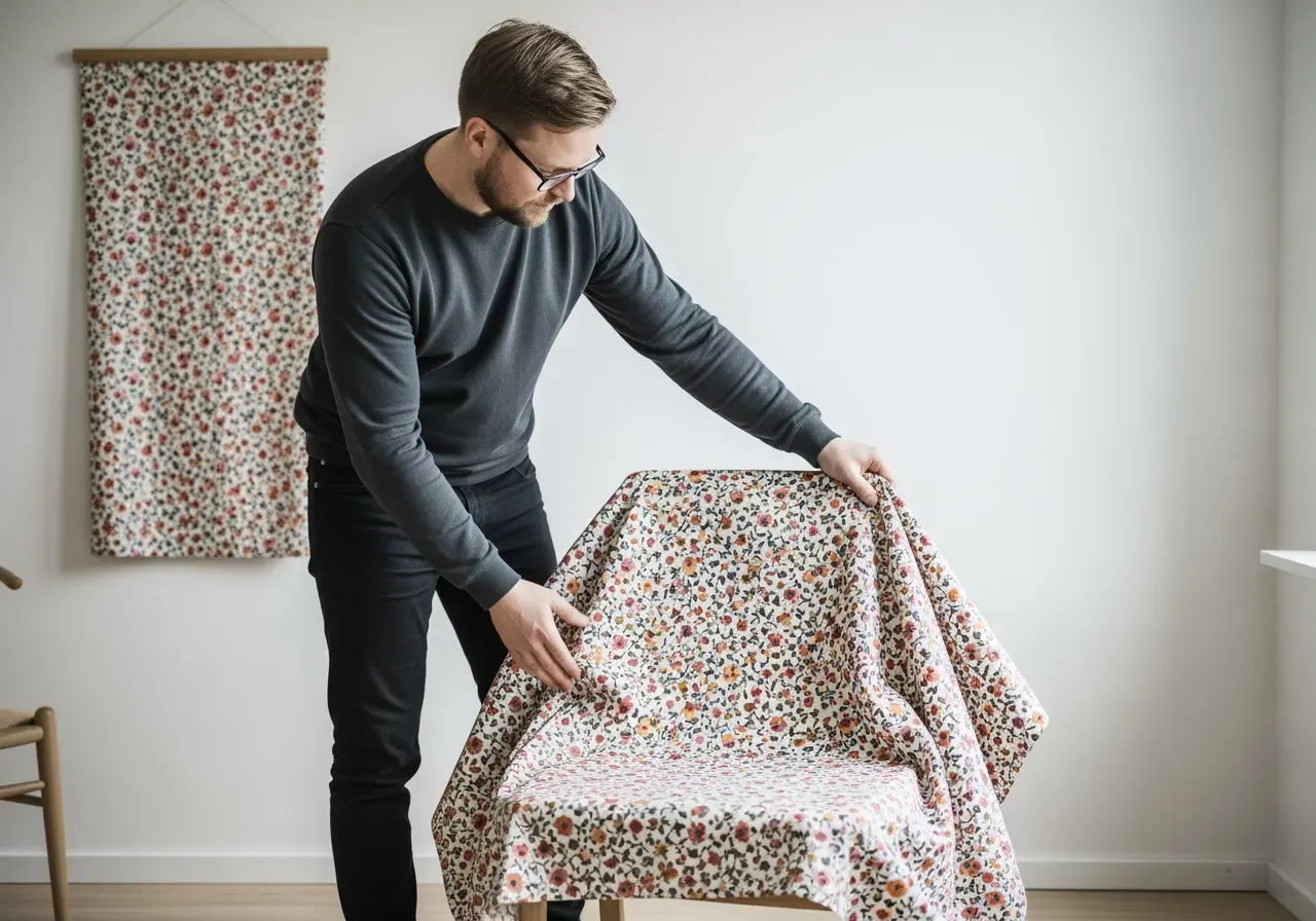 Handkänsla i blommig bomullspoplin