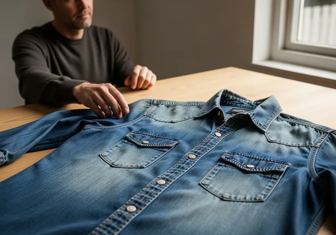 Jeansskjorta med naturlig patina